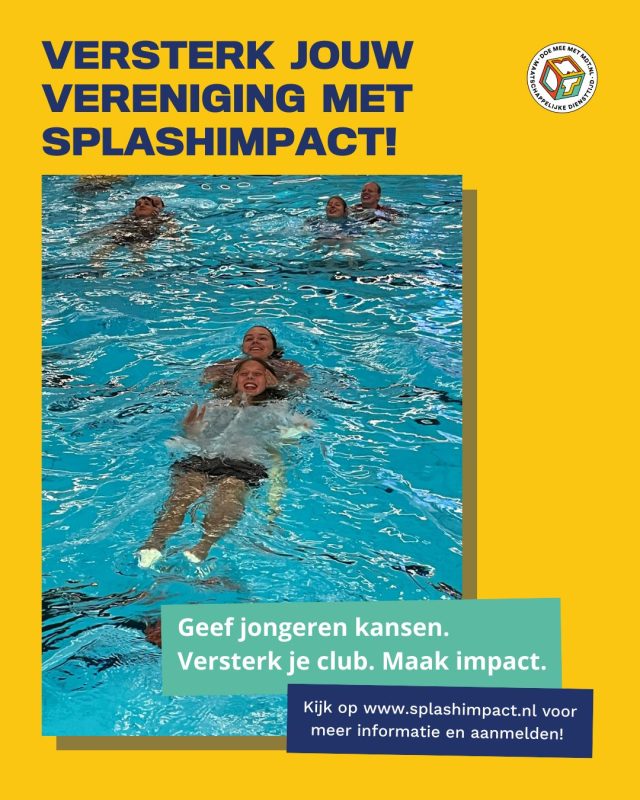 Versterk jouw vereniging met SplashImpact!
Wil jouw vereniging investeren in de toekomst van de club én jongeren kansen bieden om zich te ontwikkelen?

Met SplashImpact krijgen jongeren tussen 12 en 30 jaar de kans om zich op te leiden én actief bij te dragen aan jullie vereniging.

Wat levert het jullie vereniging op?
✅ Duurzame (nieuwe) vrijwilligers die betrokken blijven bij de club
✅ Gratis KNZB Niveau 2 opleidingen voor jongeren binnen jullie vereniging
✅ €100 vergoeding per deelnemer die het traject afrondt (bij begeleiding vanuit de vereniging)

Zo bouwen jullie niet alleen aan de ontwikkeling van jongeren, maar ook aan een sterkere en toekomstbestendige vereniging.

📩 Meld jullie vereniging aan en ontdek de mogelijkheden.

Meer informatie?
➡️ Neem contact op via info@splashimpact.nl

@knzbned  @mdt_nl  #SplashRef #SplashCoach #SplashEvent #doemeemetmdt #SplashImpact #KNZB #Zwemmen #Waterpolo #Officials #Scheidsrechter #Trainer #zweminstructeur #Zwemvereniging #Jongeren #MDT #Ontwikkeling